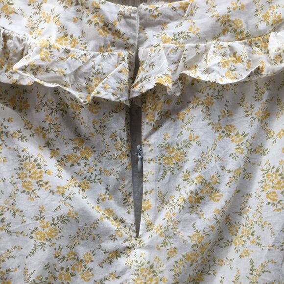 Lush Floral Print Tie Back Dress Yellow Floral S BROKEN ZIPPER - Picture 5 of 5